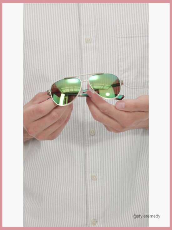 Unisex Aviator Sunglasses with Green Mirrored Polarized Lenses main image 7